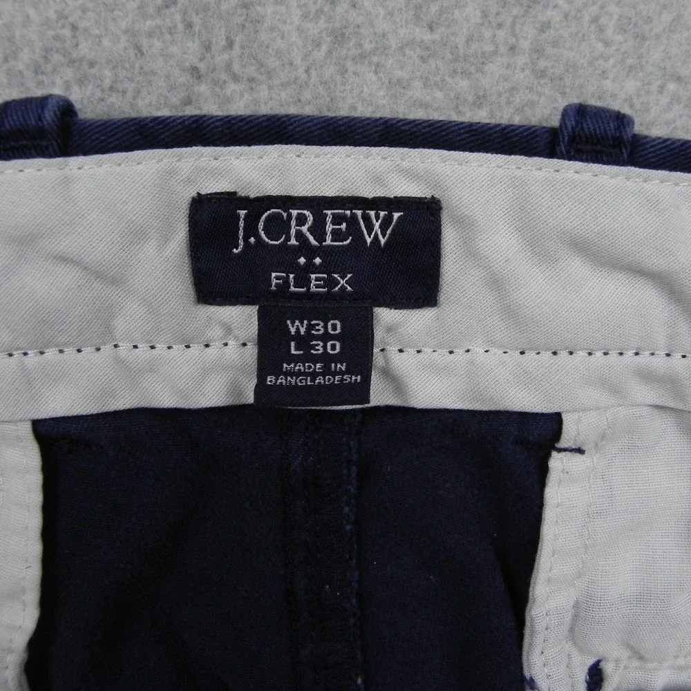 J.Crew Flex Chino Pants Mens 30x30 Slim Fit Navy Blue Stretch Cotton Trousers